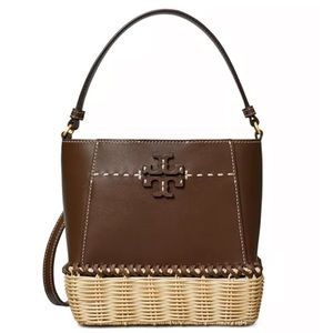 Tory Burch McGraw Small Wicker Bucket Bag NWOT